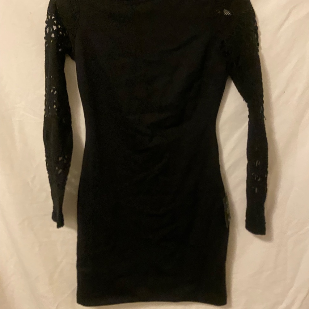 Lulu's Black Long Sleeve Mock Neck Bodycon Dress
